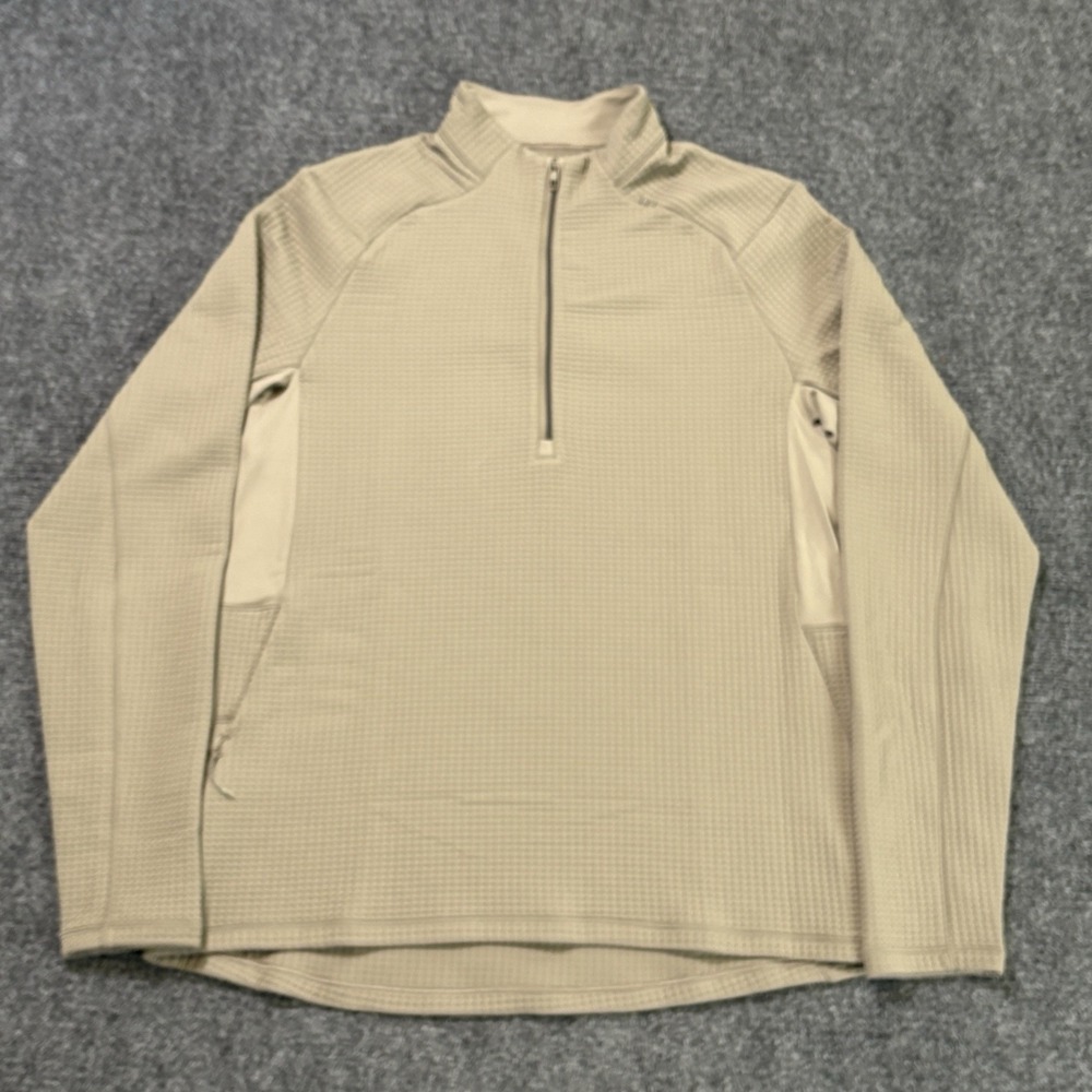 Lululemon Waffle Knit Half Zip Sweatshirt Men Large Beige Textured Tech Pullover